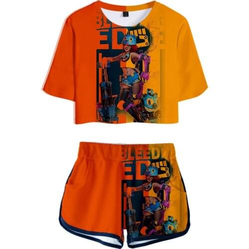 2020 3D Print Bleeding Edge Two Piece Set Short Crop Top + Shorts Sweat Suits Women Tracksuit Two Piece Outfits Summer Sets