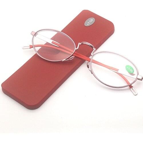 +1.0~+3.5 Portable Paper Presbyopic Glasses Wallet Reading Glasses with Case Mini Glasses 2 Color Pink Black Hyperopia