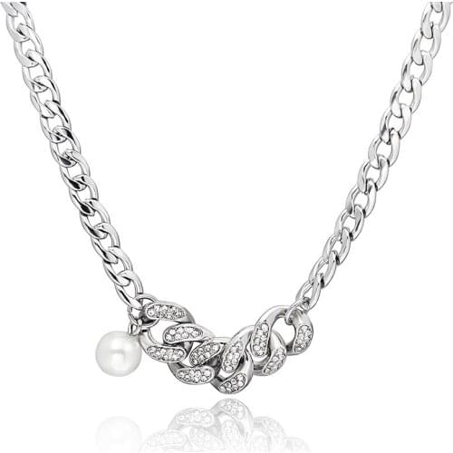 2021 Original New Necklace CUBAN Chain Pearl Stitching Simple Male And Female Hip Hop Accessories