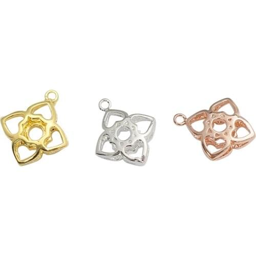 Beadsnice ID29319smt17 50pcs/lot Brass Flower Charm Hollow Charm Beads for Jewelry Making