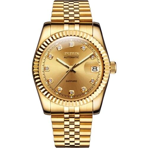 JSDUN Watch Mens Mechanical Movement Set Automatic Winding Stainless Steel Sapphire Waterproof Business Mens Wrist Watch