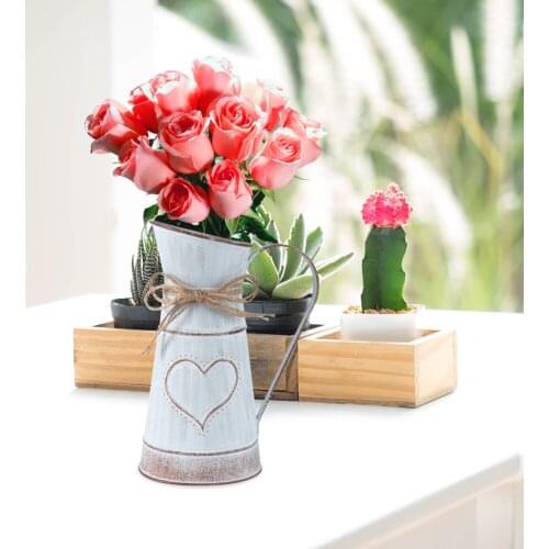 Flower Arrangements Home Decoration Desktop Dried Flower Vase Vintage Country Style Metal Watering Bucket Craftwork