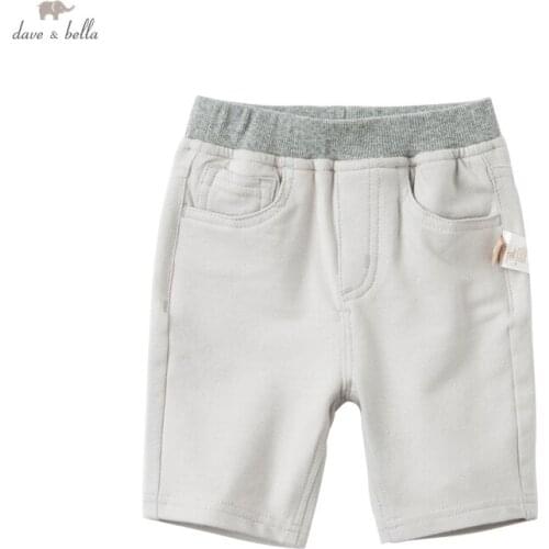 DB17703 dave bella summer baby unisex fashion solid pockets pants children calf length kids pants infant toddler trousers