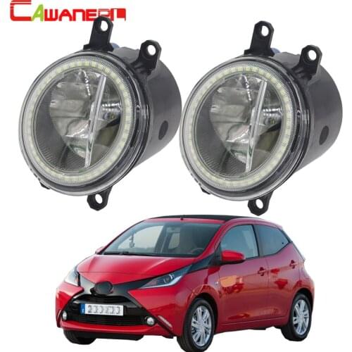 Cawanerl For Toyota Aygo (_B4_) 2014 2015 2016 2017 2018 Car LED Bulb 4000LM Fog Lamp + Angel Eye Daytime Running Light DRL 12V