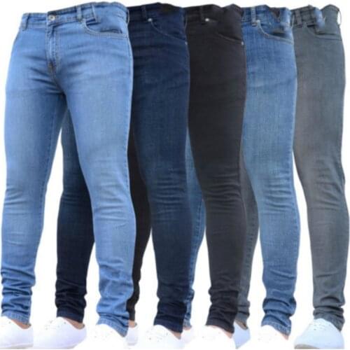 New Fashion Men Jeans Patchwork Skinny Pencil Pants Stretch Slim Street Biker Trousers Washed Blue Casual Party Denim Jeans Male