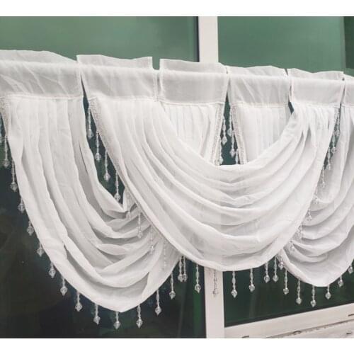 Elegant white gauze curtain.Crystal tassels adorned the curtain.New drape water ripple curtain