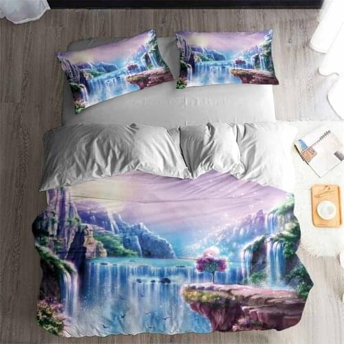 HELENGILI 3D Bedding Set flowing water Beautiful scenery Print Duvet cover set bedclothes with pillowcase bed set home Textiles