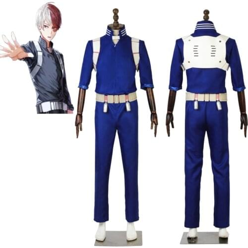 Cosplaydiy My Hero Academia Todoroki Shoto Cosplay Costume Anime Todoroki Shoto Fighting JumpSuit Backpack Costume L320