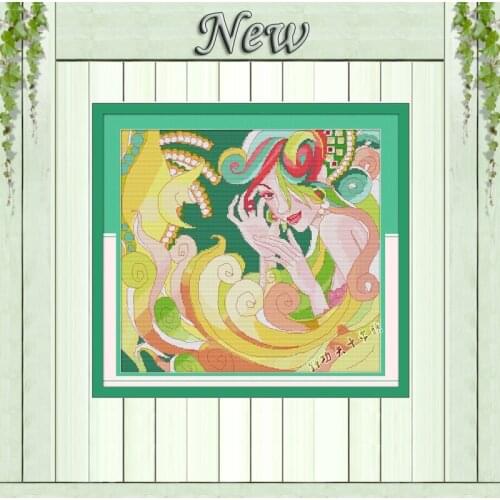 Beauty girl Charming angel home decor painting counted print on canvas DMC 11CT 14CT Cross Stitch kit embroidery needlework Sets