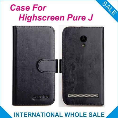 Hot!! 2016 Highscreen Pure J Case, 6 Colors High Quality Leather Exclusive Case For Highscreen Pure J Cover Phone Bag Tracking