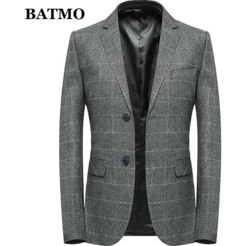 BATMO 2020 new arrival spring plaid casual blazer men,mens casual jackets,plus-size M-4XL 8019