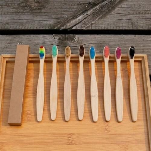 5pcs/lot New mixed color bamboo toothbrush Eco Friendly wooden Tooth Brush Soft bristle Tip Charcoal kids oral care toothbrush