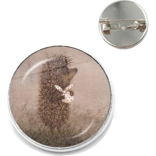 New Fashion Hedgehog Brooch Cute Animal Pins Jewelry Brooches Antique Bronze Plated Collar Pin For Women Men Gift Dropship