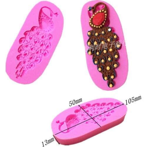 Wholesale Silicone mold K417 peacock shape Clay craft mold Fondant cake mold Decoration DIY tools