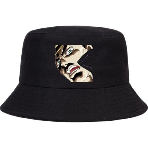 Japan Anime Jojo Bizarre Adventure Summer Women Men Kawaii Jojo Graphic Panama Bucket Cap The Design Flat Visor Fisherman Hat