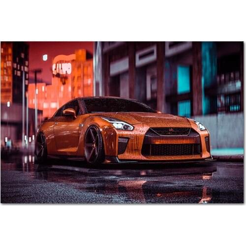 Nissan GTR Sports Car Poster Canvas Cloth Fabric Print Painting for Home Decor Wall Art Picture