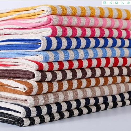 Cotton and linen striped yarn-dyed Jacquard fabric is used for shopping bags, storage bags, shoes and hats, handicrafts, pillow