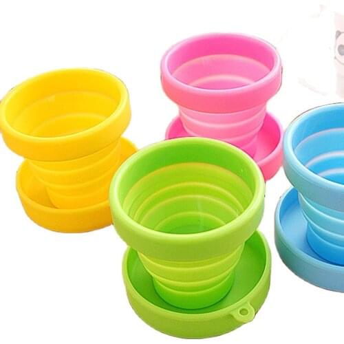 Portable Silicone Retractable Folding Cup with Lid Outdoor Telescopic Collapsible Drinking Cup Travel Camping Water cup 200ML