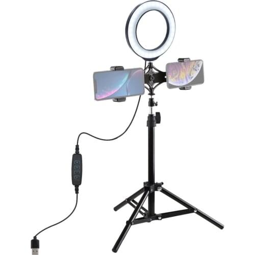 PULUZ PKT3037 6.2 Inch USB Video Ring Light with 70cm Tripod Light Stand Dual Phone Clip for Tik Tok Youtube Live Streaming