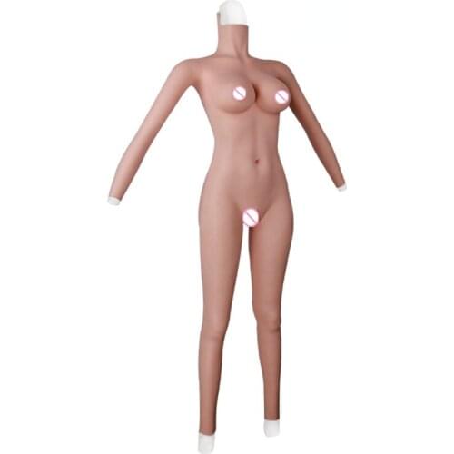 Realistic Silicone Breast Enhancement Tights Shemale Cross-dressing Artificial Breast Fake Vagina No Zipper Breast Enhancement