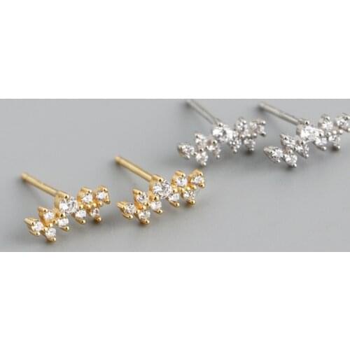 925 Sterling Silver Earring Fashion Zircon Flower Sunflower Round X shape Stud Earring Simple Temperament Woman Girl Ear Jewelry