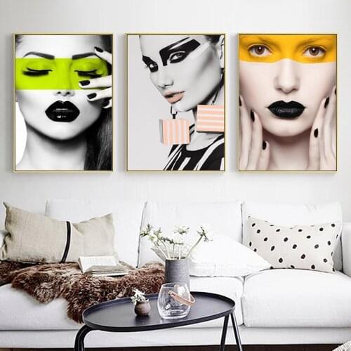 Nordic Modern Personality Fashion Character Canvas Painting Abstract Wall Art Sexy Model Beauty Poster Living Room Bedroom Decor