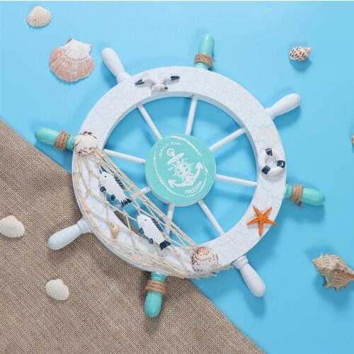 Mediterranean Nautical Wooden Boat Ship Wheel Helm Home Wall Party Decoration