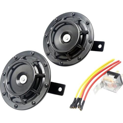 Super Loud Blast Tone Grill Mount 12V Electric Compact Car Horn Kit Black