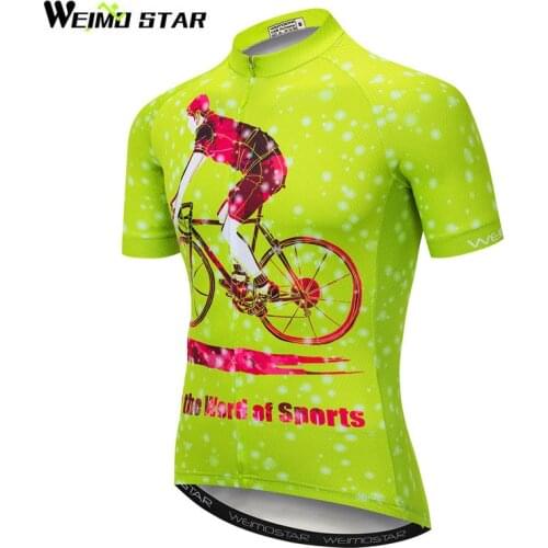 Weimostar Bike Team Racing Cycling Jersey Green Men Short Sleeve Downhil Bike Jersey MTB Bicycle Shirt Summer Cycling Clothing