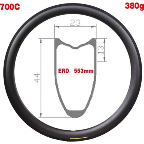 Japan Toray T800+T700 Carbon Rim Tulubar 380g Road Rim 16-32 Holes Circle For Road Bike Bicyle ERD 553mm Width 23mm Depth 44mm