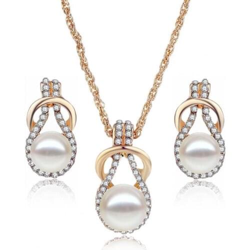 Jewellery Sets Accessories Fine Workmanship Well Polished Rhinestone Necklace Pendant Earrings Chic Women Jewelry Hot Sale