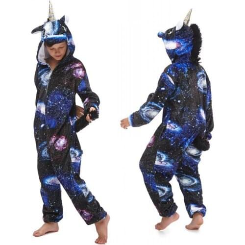 Winter Flannel Printed Dragon Pajamas Jumpsuit Thick Warm Hooded Blanket Sleepers Cartoon Kids Sleepwear Boys Pajamas For Girls