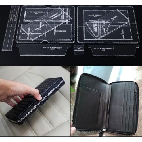 1 Set DIY Acrylic Leather Wallet Template Stencil Purse Leather Craft Pattern Stencil Zipper Installer Mold Handcrafts DIY Tool