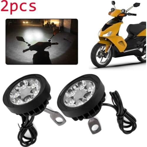2PCS Motorcycle Headlight Fog Driving Lights Front head light lamp 6 LED Rearview Mirror Spotlight with Switch 12V