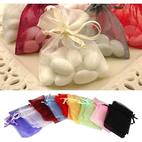 50 Pcs Organza Jewelry Gifts Drawable Box Wedding Gift Candy Mini Pouch Bag party decoration wedding gifts for guests