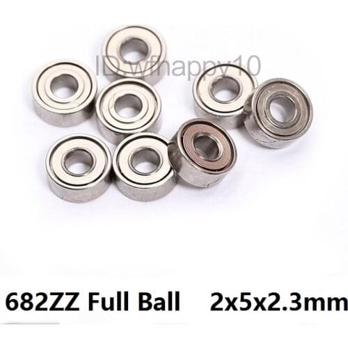 500pcs/lot 682 ZZ 682Z 682ZZ full ball (Without Cage) deep groove ball bearings Miniature Mini bearing 2x5x2.3 mm 2*5*2.3mm