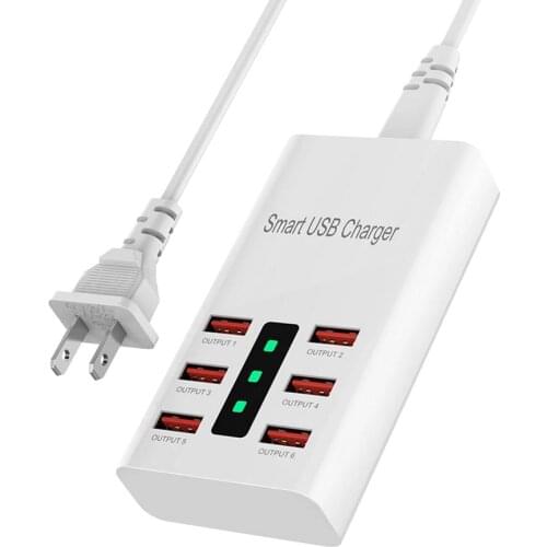 6-Port Quick Charge For Apple 30W Wall Charger Fireproof Travel Fast Charging Adapter For Six Electronic Devices Together