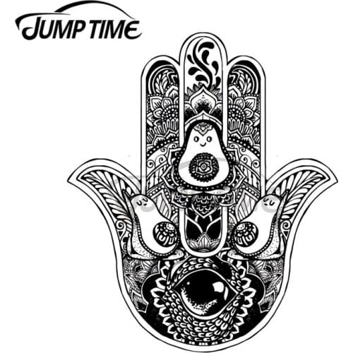 JumpTime 13 x 6.8cm Hamsa Hand Avocado Car Sticker Vinyl Occlusion Scratch Personality Waterproof Window Motorcycle Trunk Decal