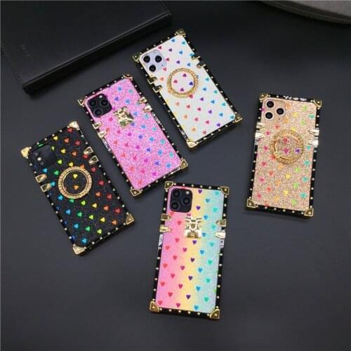 Luxury Glitter Cover Heart Square Phone Case for Samsung Galaxy A71 A70 A50 A12 A31 A30 A51 A10E A7 A9 A20E A21S A20S A40 M60S