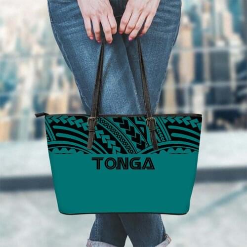 ELVISWORDS Women Handbags Polynesian Traditional Tribal Printing Shoulder Bags Lady Leather Large Casual Tote Bag Luxury Handbag