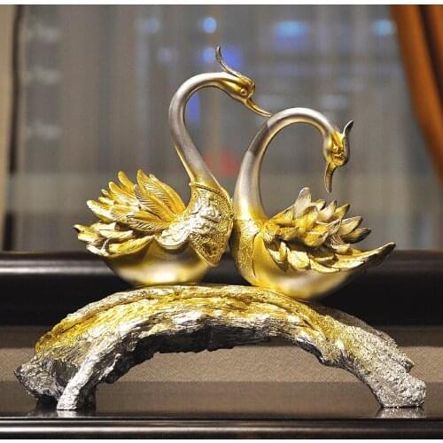 EUROPEAN LUXURY COUPLE SWAN WEDDING GIFTS REISN FIGURINES CRAFTS DECOR HOME LIVINGROOM DESKTOP STATUE ACCESSORIES DECORATION ART