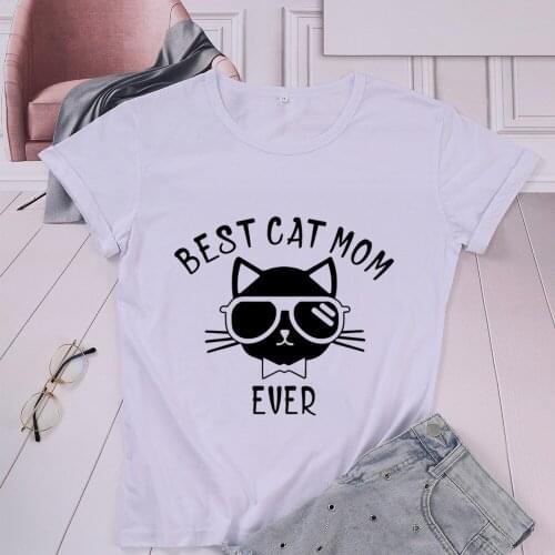 The Best Cat Mom Ever T Shirt Funny Kawaii Graphic Cotton Tees Women Plus Size Short Sleeve Tshirts O Neck Mama Mother Clothing