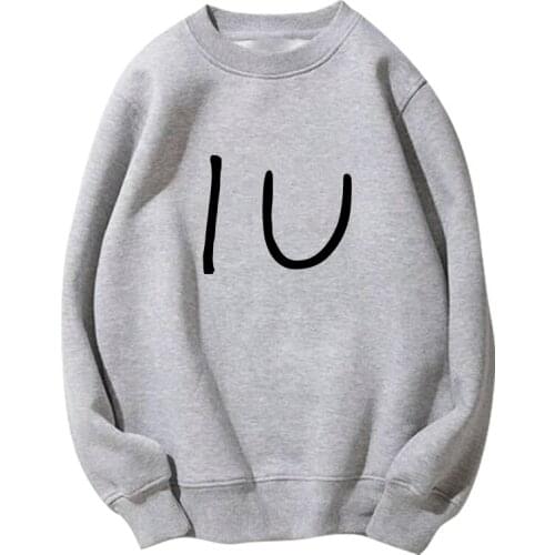 Cotton Kpop IU Lee Ji Eun Same Pullover Sweatshirt Women Loose Streetwear Casual Letter Oversize Pullovers Female Clothes