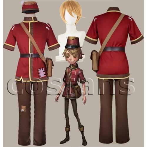 Identity V Cosplay Costumes Postman Victor Grantz Cosplay Costume Survivor Original Skin Uniform Suits Clothes Red Uniforms Wig