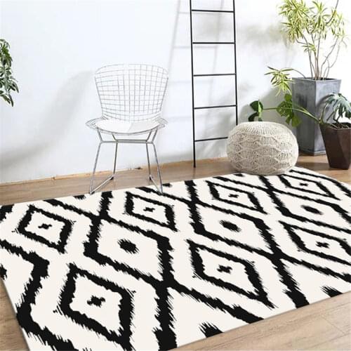 Morocco Style Black White Geometric Rug Living Room Nordic Sofa Carpet Simple Ethnic Decoration Bedroom Floor Mat Table Mat