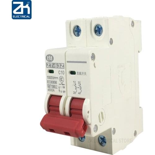 Mini disyuntor Solar de 2P CC 500V 1000V, 6A, 10A, 16A, 20a, 25a, 32A, 40A, 50A, 63A DC, MCB para sistema PV