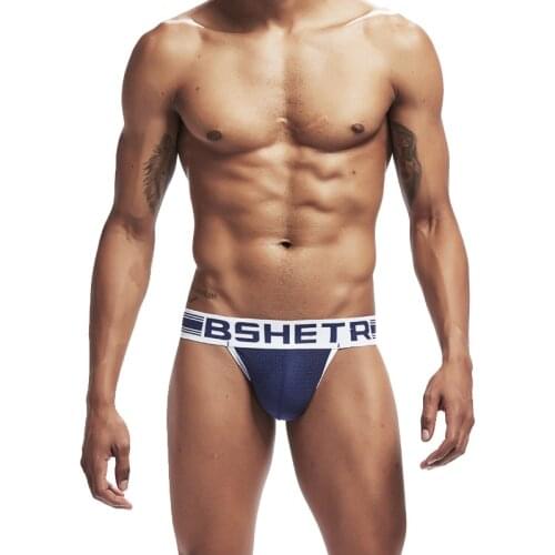 BITCED Mens Underwear Low-waist Stitching Cotton Underwear Sexy Contrast Design Underwear Mens Breathable Underwear Mesh