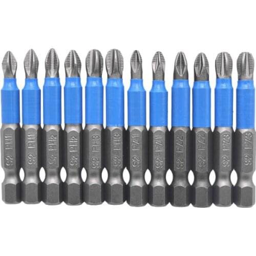 12pcs/set 50mm Screwdriver Bit Set 1/4" Hex Shank Anti Slip Phillips Drills Tool M7DA