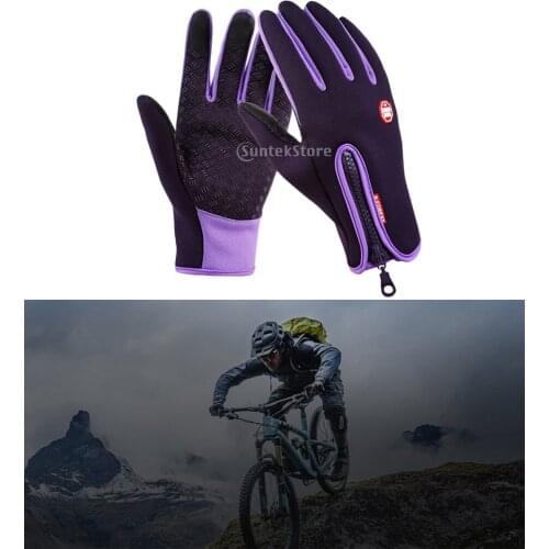 Nylon Windproof Fishing Hunting Cycling Gloves Winter Warm MTB Mountain RODE Bike Gloves Purple