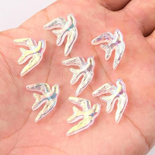 BOLIAO New 12Pcs 15*17mm White Goose Shiny Resin Flat Back Petal AB Color Clothing Store Material Diy Not Hole R379